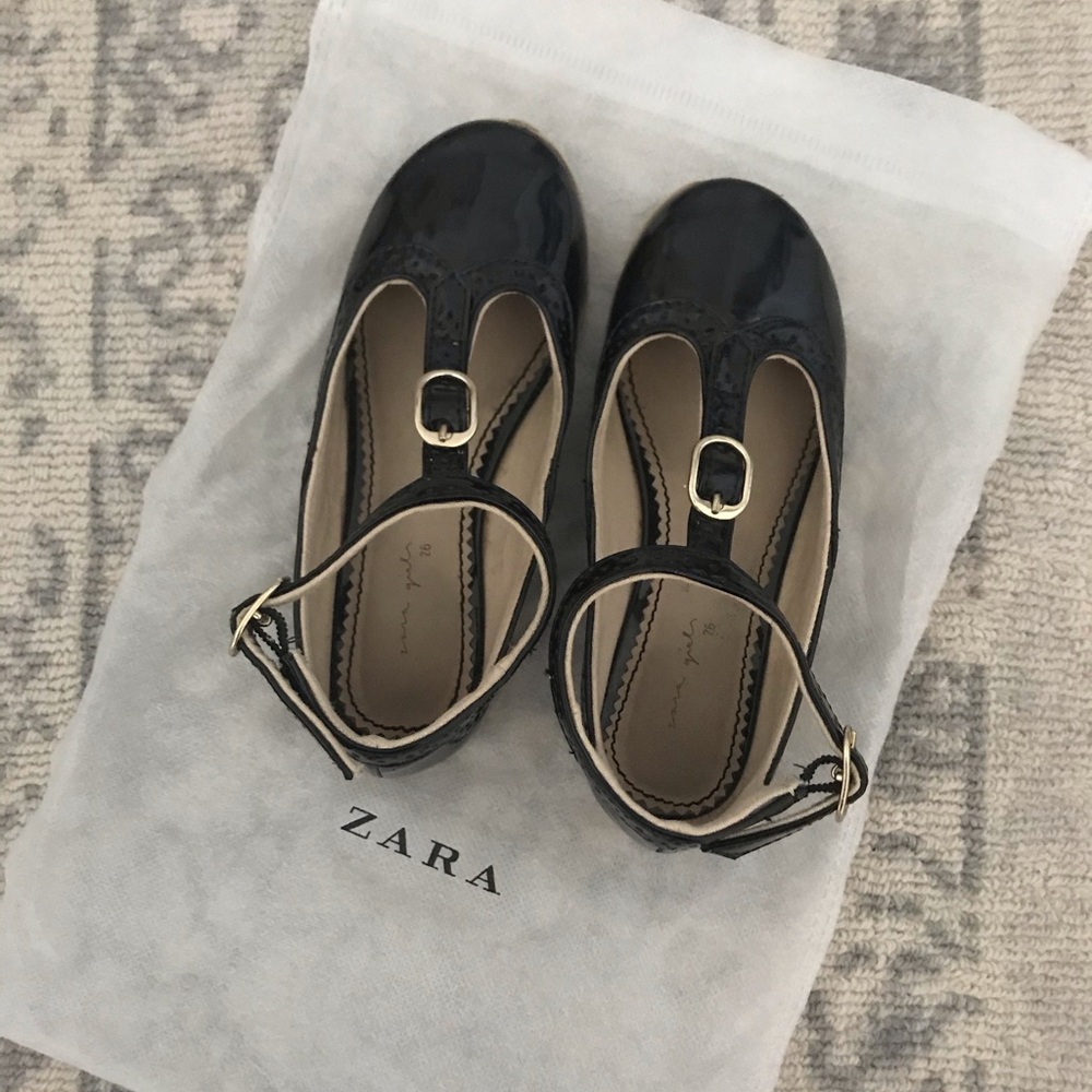 Zara size 26 patents leather strap ballet flats